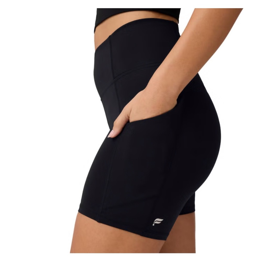 Fabletics Oasis PureLuxe High Waisted 6" Inseam Biker Shorts w/ Pockets Black XL - Picture 3 of 5